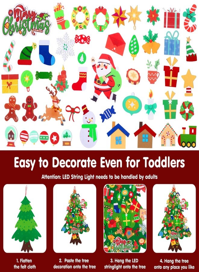 Kicpot Kids Felt Christmas Tree with 50 Ornaments 3.3ft DIY Felt Christmas Tree for Toddlers Wall Hanging Xmas Decoration Montessori Gifts for Kids Room Door Classroom - Image 4